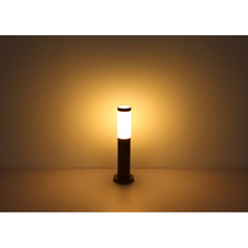 Venkovní svítidlo, ocel ve vzhledu dřeva, plast opál, IP44, Ø13cm, V:110cm, bez žárovky 1xE27, max. 23W 230V
