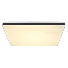 Stropní svítidlo, kov bílý, plast černý, akryl, kompatibilní s Google Assistant a Alexa, paměť.funkce, noční světlo, třpytivý efekt, stmívatelné, dál.ovládání, DxŠxV: 49x49x6cm, LED 24W 230V, 2400lm zdroj, 1300lm výstup, změna barvy světla 2700-6000K