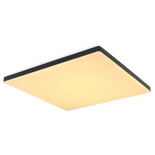 Stropní svítidlo, kov bílý, plast černý, akryl, kompatibilní s Google Assistant a Alexa, paměť.funkce, noční světlo, třpytivý efekt, stmívatelné, dál.ovládání, DxŠxV: 49x49x6cm, LED 24W 230V, 2400lm zdroj, 1300lm výstup, změna barvy světla 2700-6000K