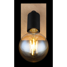Nástěnné svítidlo, kov černý, hnědé dřevo, bez stínítka, ŠxV: 9x13cm, H:11cm, bez žárovky 1xE27, max. 40W 230V
