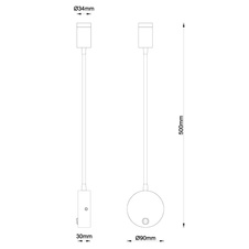 Nástěnné svítidlo, kov nikl, plast černý, Flexo, vypínač, ŠxV: 9x50cm, H:35cm, včetně 1xLED 3W 230V, 180lm výstup, 3000K
