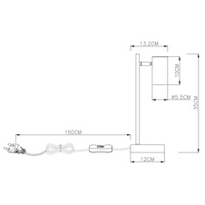 Stolní lampa, kov černý, kabel 1,5m, vypínač, Ø12cm, V:35cm, bez žárovky 1xGU10 LED 5W 230V