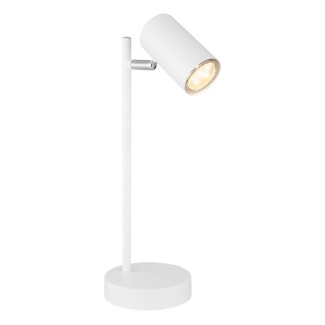 Stolní lampa, kov bílý matný, kabel 1,5m, vypínač, Ø12cm, V:35cm, bez žárovky 1xGU10 LED 5W 230V