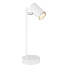 Stolní lampa, kov bílý matný, kabel 1,5m, vypínač, Ø12cm, V:35cm, bez žárovky 1xGU10 LED 5W 230V