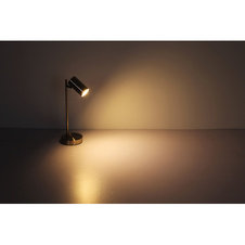 Stolní lampa, kov bílý matný, kabel 1,5m, vypínač, Ø12cm, V:35cm, bez žárovky 1xGU10 LED 5W 230V