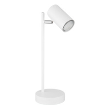 Stolní lampa, kov bílý matný, kabel 1,5m, vypínač, Ø12cm, V:35cm, bez žárovky 1xGU10 LED 5W 230V