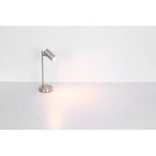 Stolní lampa, kov bílý matný, kabel 1,5m, vypínač, Ø12cm, V:35cm, bez žárovky 1xGU10 LED 5W 230V