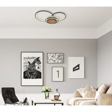 Stropní svítidlo, kov grafit, tmavohnědé dřevo, akryl opál, DxŠxV: 65x45x8cm, včetně 1xLED 40W 230V, 4600lm zdroj, 1800lm výstup, 3000K