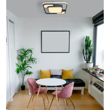 Stropní svítidlo, kov grafit, plast bílý, akryl opál, DxŠxV: 42x42x10cm včetně 1xLED 30W 230V, 2400lm zdroj, 1100lm výstup, 3000K