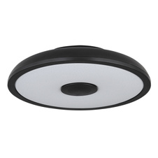 Stropní svítidlo, plast černý, bílý, Bluetooth, reproduktor 3W, paměťová funkce, noční světlo, třpytivý efekt, stmívatelné, IP44 dálkové ovládání, 1xAAA, Ø28cm, V:6cm, LED 18W 230V, zdroj 1800lm, výstup 820lm, RGB LED 3W, 3000-6500K