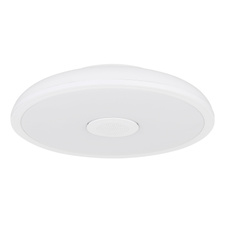 Stropní svítidlo, plast bílý, Bluetooth, reproduktor 3W, päm.funkcia, noční světlo, stmívatelné, IP44 dálkové ovládání, měnič barev, 1xAAA, Ø28cm, V:6cm, LED 18W 230V, zdroj 1900lm, výstup 1100lm, RGB LED 3W, 3000-6500K