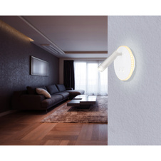 Nástěnné svítidlo, kov, bílá, akryl opál, 2 vypínače samostatně zapínatelné, Ø15cm, H:15cm, včetně 1xLED 6W 230V, 770lm zdroj, 333lm výstup, 3000K, 1xLED 1W 230V, 116lm zdroj, 114lm výstup, 3000K
