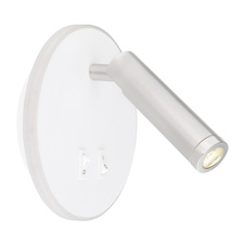 Nástěnné svítidlo, kov, bílá, akryl opál, 2 vypínače samostatně zapínatelné, Ø15cm, H:15cm, včetně 1xLED 6W 230V, 770lm zdroj, 333lm výstup, 3000K, 1xLED 1W 230V, 116lm zdroj, 114lm výstup, 3000K