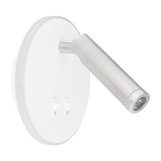 Nástěnné svítidlo, kov, bílá, akryl opál, 2 vypínače samostatně zapínatelné, Ø15cm, H:15cm, včetně 1xLED 6W 230V, 770lm zdroj, 333lm výstup, 3000K, 1xLED 1W 230V, 116lm zdroj, 114lm výstup, 3000K