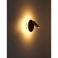 Nástěnné svítidlo, kov, bílá, akryl opál, 2 vypínače samostatně zapínatelné, Ø15cm, H:15cm, včetně 1xLED 6W 230V, 770lm zdroj, 333lm výstup, 3000K, 1xLED 1W 230V, 116lm zdroj, 114lm výstup, 3000K