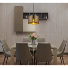 Závěsné svítidlo, kov černý, textil černý, plast zlatý, Ø400, V: 1400, bez žárovky 1xE27, max. 40W 230V
