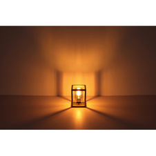 Nástěnné svítidlo, kov černý, MDF hnědá, kouřové sklo s bublinami, ŠxV: 170x220, H: 195, bez žárovky 1xE27, max. 40W 230V