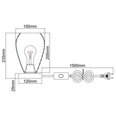 Stolní lampa, hnědé dřevo, kov černý, vypínač, Ø20cm, V:20cm, bez žárovky 1xE27, max. 60W 230V