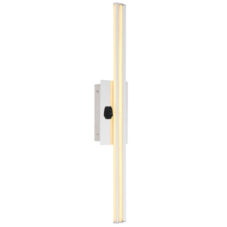 Nástěnné svítidlo, kov chrom, hliník, plast opál satinovaný, IP44, vypínač, ŠxV: 10x61cm, H:6cm, včetně 1xLED 18W 230V, zdroj 2070lm, výstup 760lm, 3000K