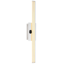 Nástěnné svítidlo, kov chrom, hliník, plast opál satinovaný, IP44, vypínač, ŠxV: 10x61cm, H:6cm, včetně 1xLED 18W 230V, zdroj 2070lm, výstup 760lm, 3000K