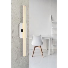 Nástěnné svítidlo, kov chrom, hliník, plast opál satinovaný, IP44, vypínač, ŠxV: 10x61cm, H:6cm, včetně 1xLED 18W 230V, zdroj 2070lm, výstup 760lm, 3000K