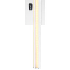 Nástěnné svítidlo, kov chrom, hliník, plast opál satinovaný, IP44, vypínač, ŠxV: 10x61cm, H:6cm, včetně 1xLED 18W 230V, zdroj 2070lm, výstup 760lm, 3000K
