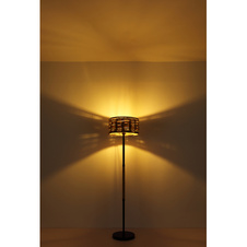 Stolní lampa, kov černý, konopné lano hnědé, vypínač, Ø17cm, V:45cm, bez žárovky 1xE27, max. 60W 230V