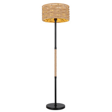 Stojací svítidlo, kov černý, konopné lano hnědé, vypínač, Ø40cm, V:147cm, bez žárovky 1xE27, max. 60W 230V