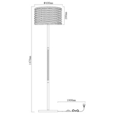 Stojací svítidlo, kov černý, konopné lano hnědé, vypínač, Ø40cm, V:147cm, bez žárovky 1xE27, max. 60W 230V