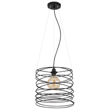 Závěsné svítidlo, kov černý, textilní kabel černý, Ø35cm, V:128cm, bez žárovky 1xE27, max. 60W 230V