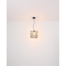 Závěsné svítidlo, kov černý, textilní kabel černý, Ø35cm, V:128cm, bez žárovky 1xE27, max. 60W 230V