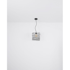 Závěsné svítidlo, kov černý, textilní kabel černý, Ø35cm, V:128cm, bez žárovky 1xE27, max. 60W 230V