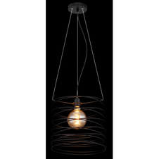 Závěsné svítidlo, kov černý, textilní kabel černý, Ø35cm, V:128cm, bez žárovky 1xE27, max. 60W 230V