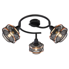 Stropní svítidlo, kov černý a zlatý, nastavitelné, Ø25cm, V:22cm, bez žárovek 3xE14, max. 40W 230V