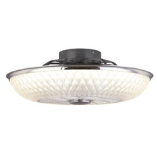 Stropní ventilátor kovový chrom, saténový akryl, motor 30W, stmívatelné, dálkové ovládání, fixace barev, D:550, H:200, vč. 1LED dioda 36W 230V, zdroj 2900lm, výkon 2120lm, CCT 3000-6000K