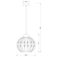 Závěsné svítidlo, kov černý matný, krystaly K9 jantarové, textilní kabel černý, Ø30cm, V:120cm, bez žárovky 1xE27, max. 60W 230V