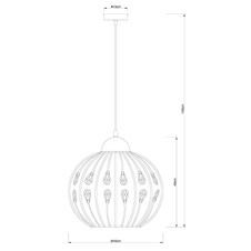 Závěsné svítidlo, kov černý matný, krystaly K9 jantarové, textilní kabel černý, Ø40cm, V:120cm, bez žárovky 1xE27, max. 60W 230V