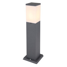 Venkovní svítidlo, nerez antracit, plast bílý, IP44, slopupek 8x8cm, DxŠxV: 13x13x45cm, bez žárovky 1xE27 LED 15W 230V