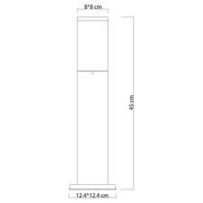 Venkovní svítidlo, nerez antracit, plast bílý, IP44, slopupek 8x8cm, DxŠxV: 13x13x45cm, bez žárovky 1xE27 LED 15W 230V