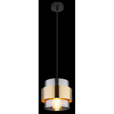 Závěsné svítidlo, kov černý matný, sklo, mosaz, Ø18cm, V:120cm, bez žárovky 1xE27, max. 60W 230V