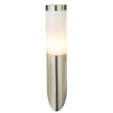 Venkovní svítidlo, nerezová ocel, plast opál, IP44, Ø8cm, V:39cm, H:17cm, bez žárovky 1xE27, max. 60W 230V.