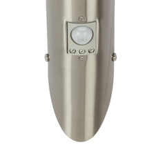 Venkovní svítidlo, nerezová ocel, plast opál, IP44, senzor: 90°, dosah: 2-8m, Ø8cm, V:41cm, H:17cm, bez žárovky 1xE27, max. 30W 230V.