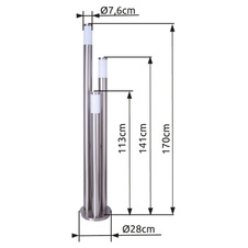 Venkovní svítidlo, nerezová ocel, plast opál, IP44, Ø28cm, V:170cm, bez žárovek 3xE27, max. 60W 230V.