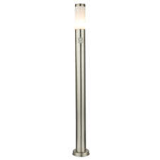 Venkovní svítidlo, nerezová ocel, plast opál, IP44, senzor: 90°, dosah 9m, Ø13cm, V:110cm, bez žárovky 1xE27, max. 30W 230V.