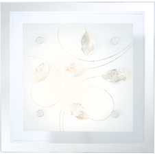 Stropní svítidlo, chrom, sklo opál, K5 křišťály průhledné, DxŠxV: 24x24x9cm, bez žárovky 1xE27, max. 60W 230V ILLU.