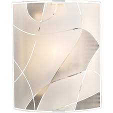 Nástěnné svítidlo, kov bílý, chrom, satinované sklo, ozdobné linky, DxŠ: 22x23cm, H:7cm, bez žárovky 1xE27, max. 60W 230V ILLU.