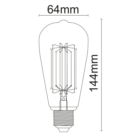 LED žárovka, sklo průhledné, E27 Edison, tvar hrušky, Ø6,4cm, V:14cm, 1xE27 LED 7W 230V, 800lm, 3000K.