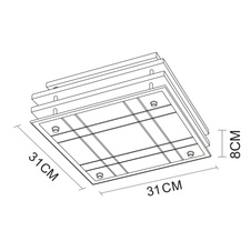 Stropní svítidlo, dřevo tmavě hnědé, satinované sklo, DxŠxV: 31x31x8cm, bez žárovek 2xE27, max. 60W 230V.