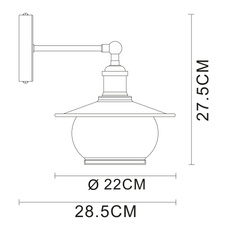 Nástěnné svítidlo, kov bronzové barvy, sklo, ŠxV: 22x28cm, H:29cm, bez žárovky 1xE27, max. 60W 230V.