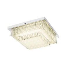 Stropní svítidlo, kov chrom, akryl, plast, křišťálový efekt, DxŠxV: 28x28x9cm, včetně 1xLED 16W 230V, 1410lm, 4000K.